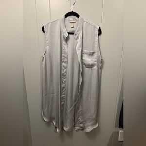 Satin sleeveless button up tunic